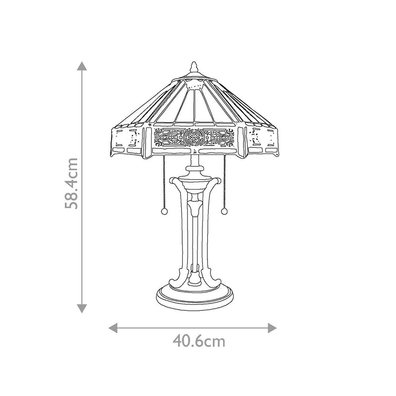 Quoizel Indus 2L tiffany table lamp, metal E27 H 58cm