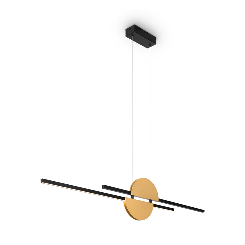 Maytoni Skyline 1L linear suspension ceiling lamp, black LED H 204cm