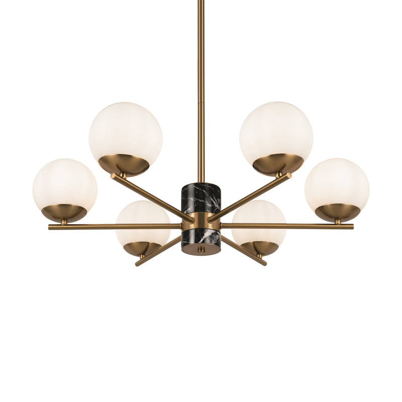 Maytoni Marble 6L chandelier, brass E27 D 67cm