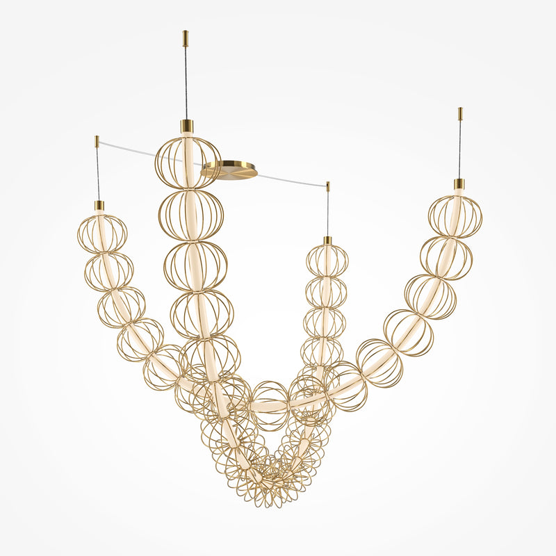 Maytoni Golden Cage 1L pendel, guld LED H 184cm