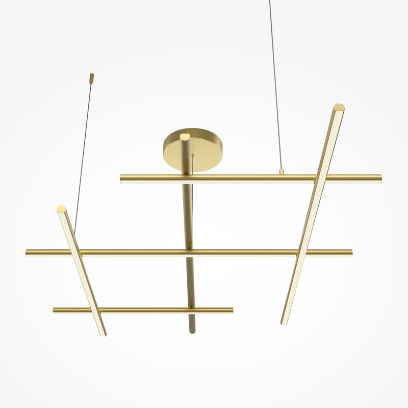 Maytoni Radiance 1L linear suspension ceiling lamp, gold LED H 312cm