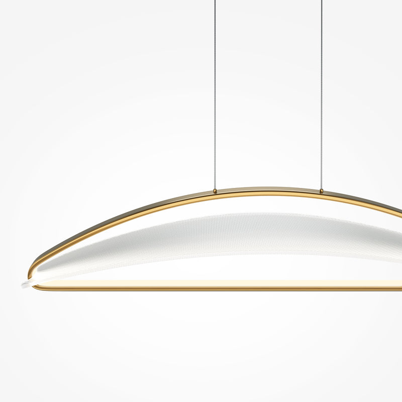 Maytoni Breeze 1L linear suspension ceiling lamp, brass LED H 325cm