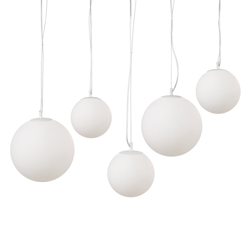 Maytoni Basic form 5L pendant lamp, white E27 H 110cm