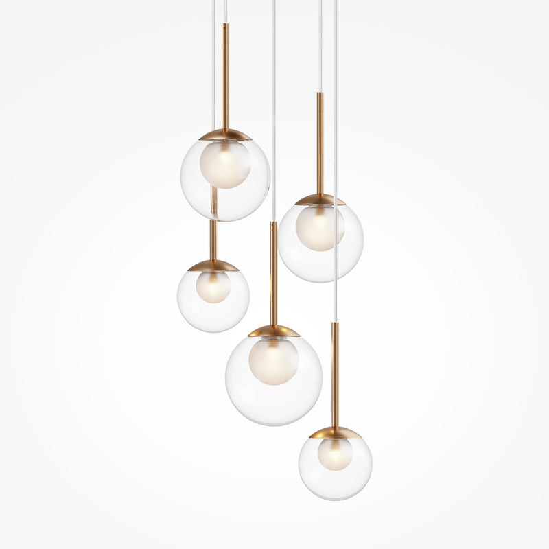 Maytoni Basic form 5L pendant lamp, gold G9 D 58cm