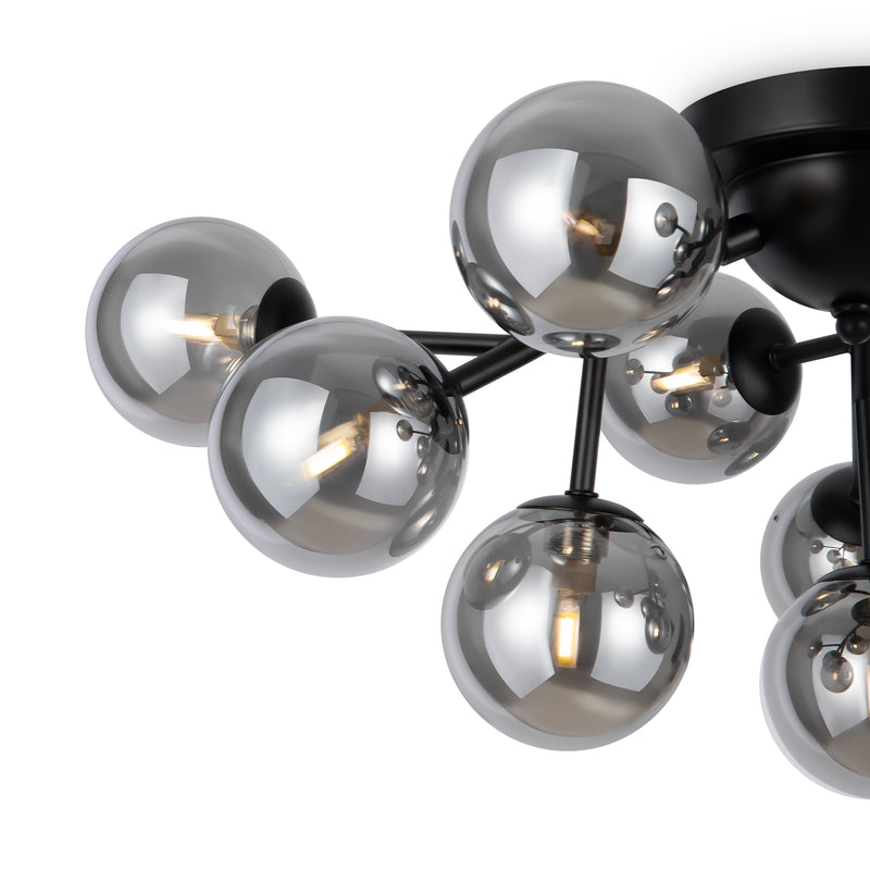 Maytoni Dallas 12L ceiling lamp, black G9 D 60cm