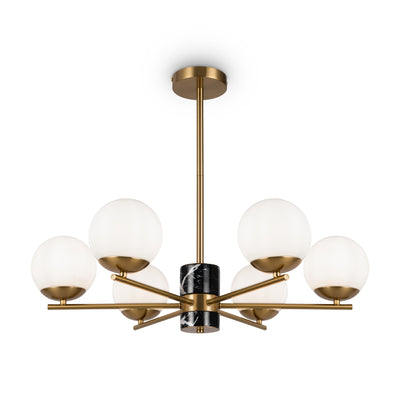 Maytoni Marble 6L chandelier, brass E27 D 67cm