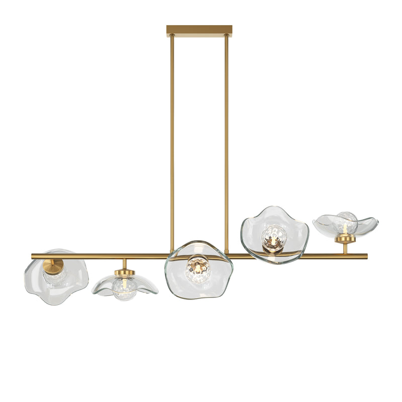 Maytoni Miracle 5L linear suspension ceiling lamp, brass G9 H 84.4cm