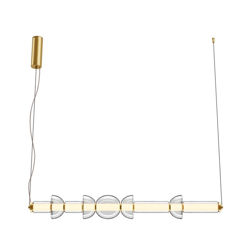 Maytoni Cosmo 1L linear suspension ceiling lamp, brass LED H 137.5cm