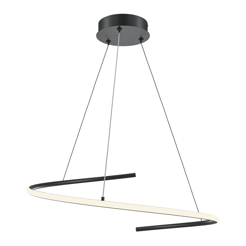 Maytoni Curve 1L pendant lamp, black LED D 60cm