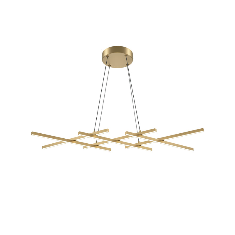 Maytoni Halo 1L linear suspension ceiling lamp, brass LED H 305.7cm