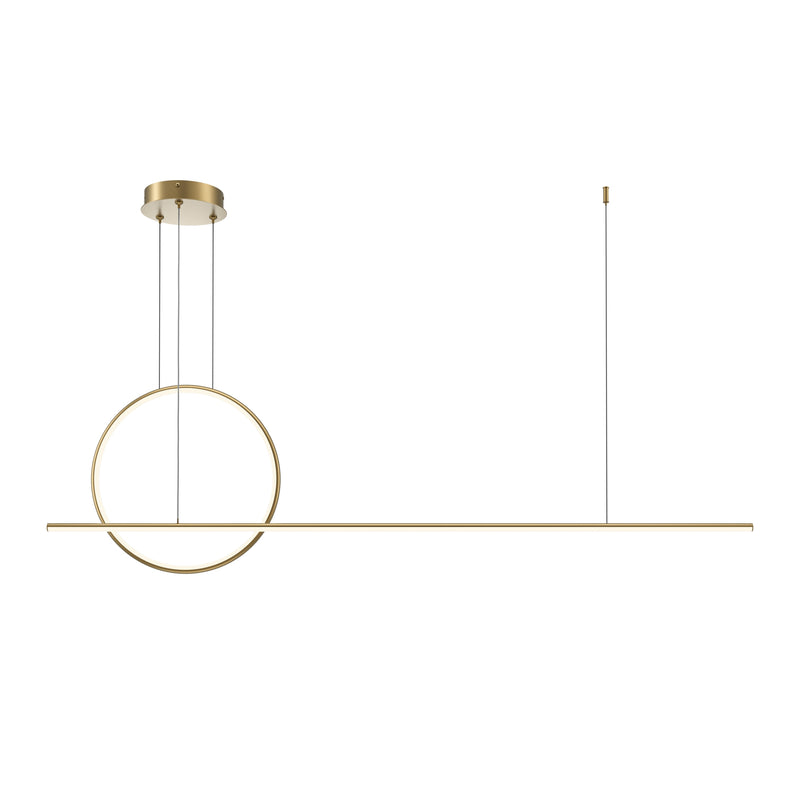 Maytoni Halo 1L linear suspension ceiling lamp, brass LED H 344cm