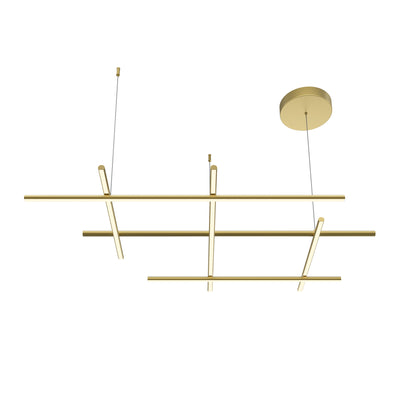 Maytoni Radiance 1L linear suspension ceiling lamp, gold LED H 312cm