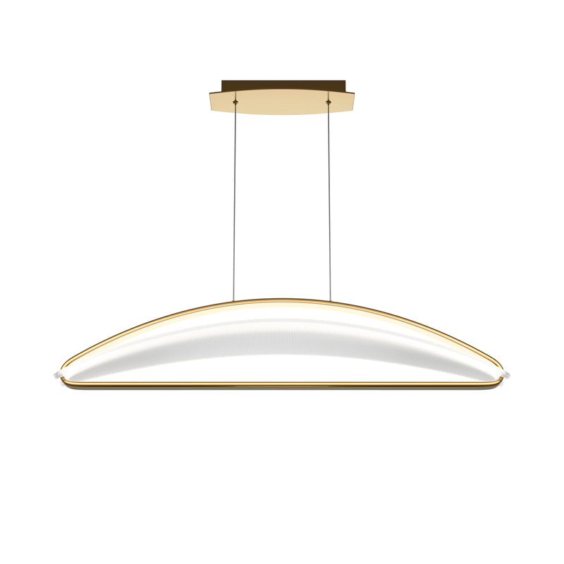 Maytoni Breeze 1L linear suspension ceiling lamp, brass LED H 325cm