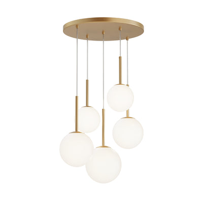 Maytoni Basic form 5L pendant lamp, gold E14 D 58cm