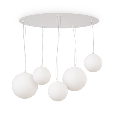 Maytoni Basic form 5L pendant lamp, white E27 H 110cm