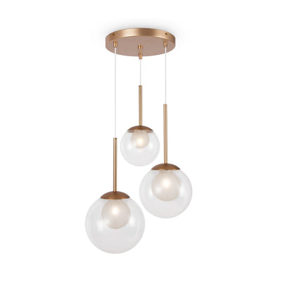 Maytoni Basic form 3L pendant lamp, gold G9 D 40cm