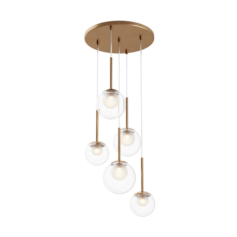 Maytoni Basic form 5L pendant lamp, gold G9 D 58cm