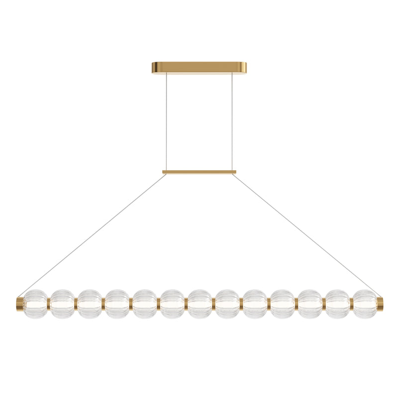 Maytoni Amulet 1L linear suspension ceiling lamp, gold LED H 312.2cm