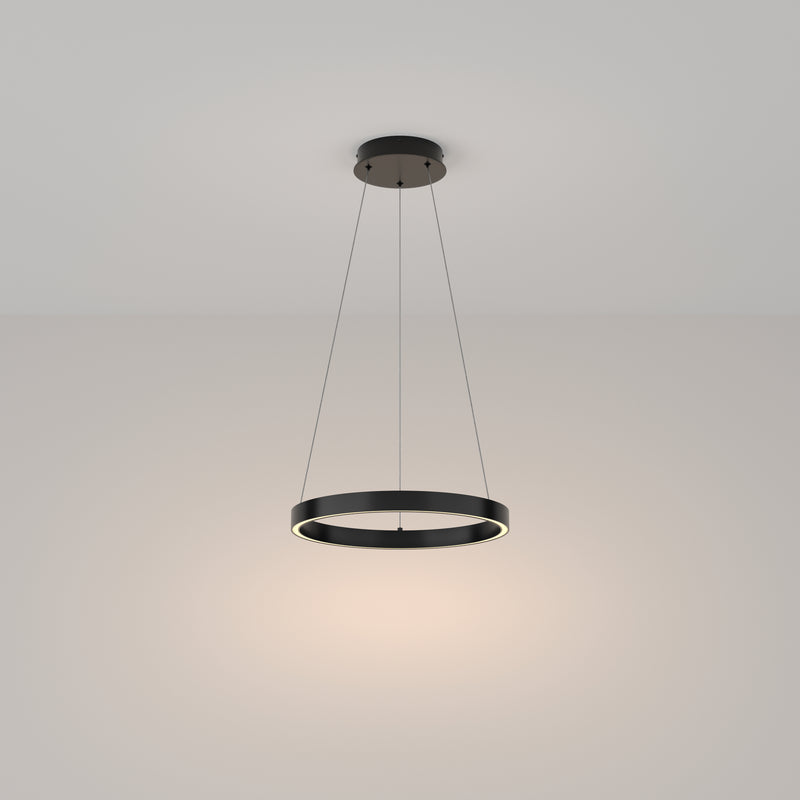 Maytoni Rim 1L pendant lamp, black LED D 40cm