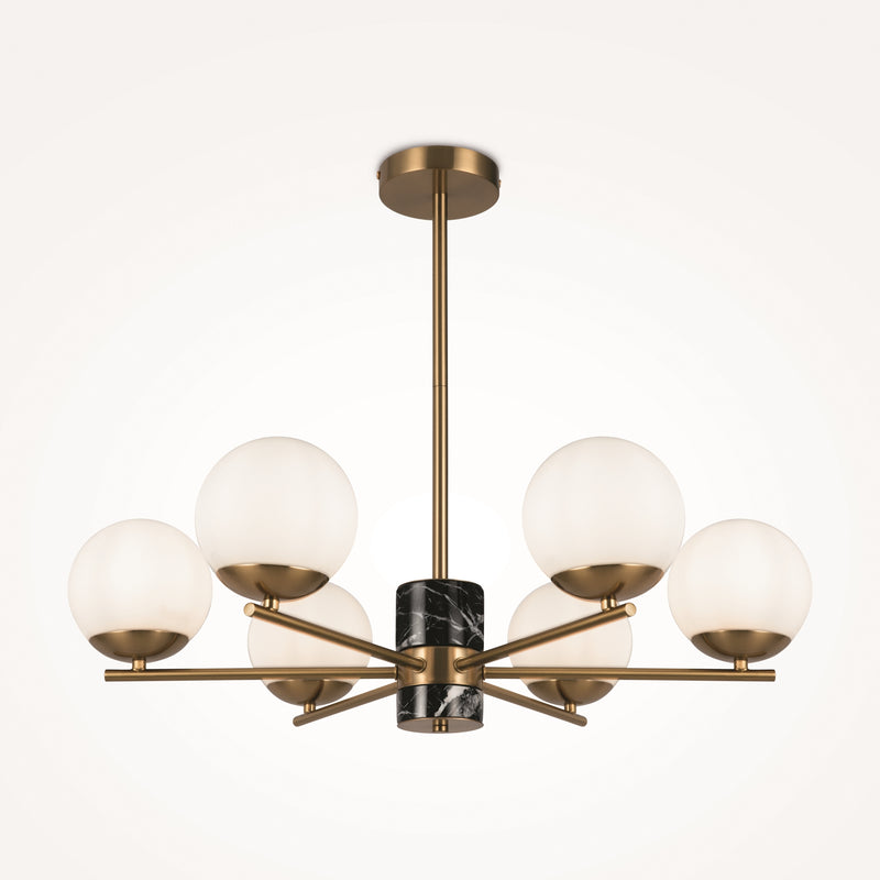 Maytoni Marble 6L chandelier, brass E27 D 67cm