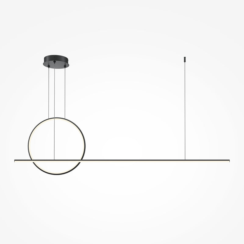 Maytoni Halo 1L linear suspension ceiling lamp, black LED H 300cm