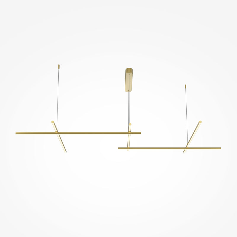 Maytoni Radiance 1L linear suspension ceiling lamp, gold LED H 310cm