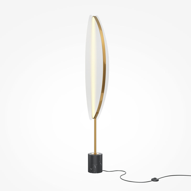 Maytoni Breeze 1L floor lamp, brass LED H 158cm