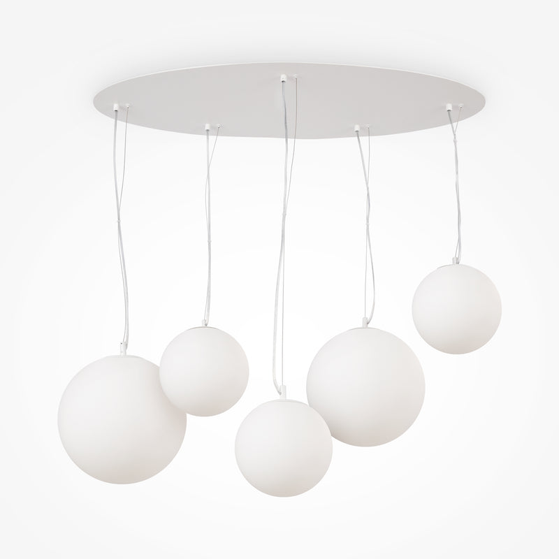 Maytoni Basic form 5L pendant lamp, white E27 H 110cm