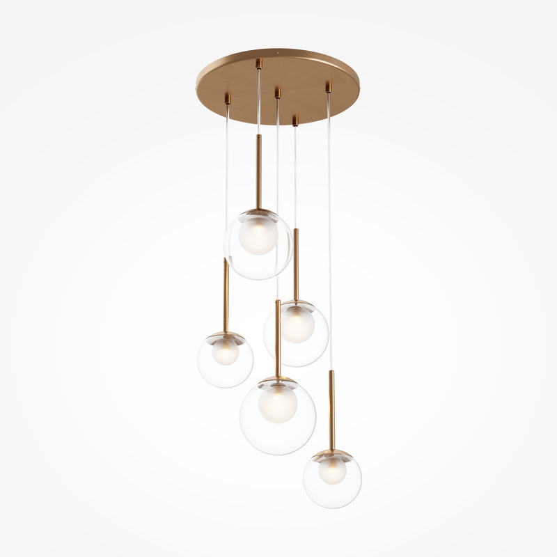 Maytoni Basic form 5L pendant lamp, gold G9 D 58cm