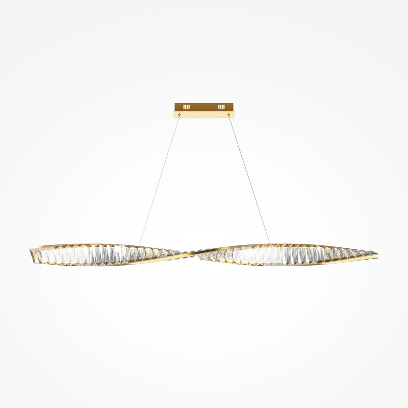 Maytoni Krone 1L linear suspension ceiling lamp, brass LED H 311.1cm