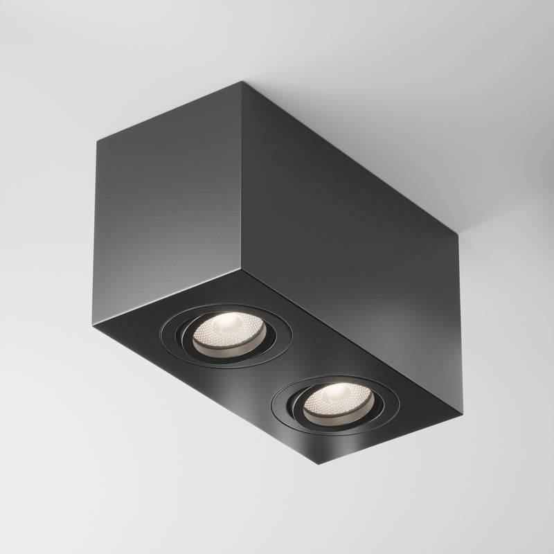 Maytoni Atom 2L ceiling spotlight, black GU10 H 11.5cm