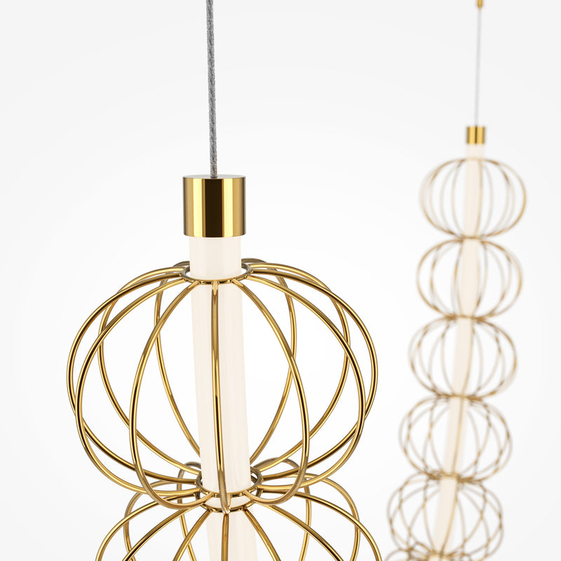 Maytoni Golden Cage lámpara colgante 1L, LED dorado Al. 184cm