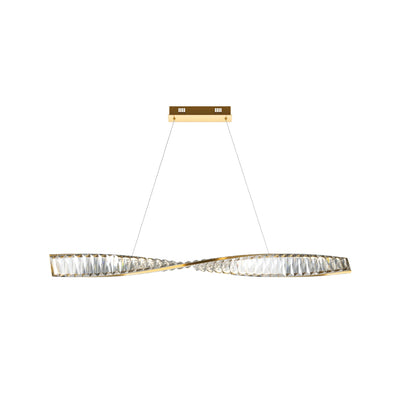 Maytoni Krone 1L linear suspension ceiling lamp, brass LED H 311.1cm