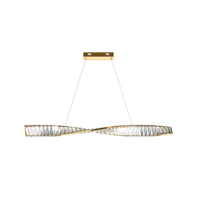 Maytoni Krone 1L linear suspension ceiling lamp, brass LED H 311.1cm