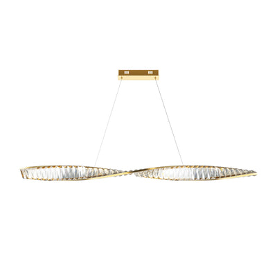 Maytoni Krone 1L linear suspension ceiling lamp, brass LED H 311.1cm