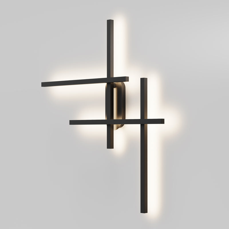 Maytoni Halo 1L wall sconce lamp, black LED H 78cm