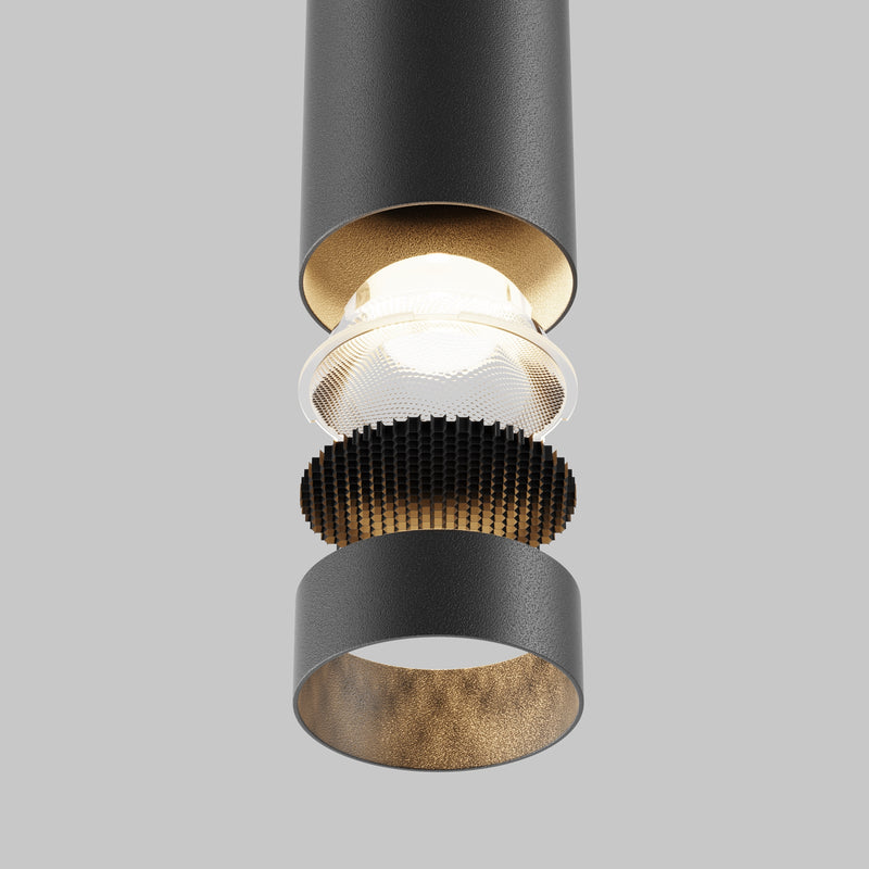 Maytoni Focus LED 1L pendant lamp, black LED D 5.2cm