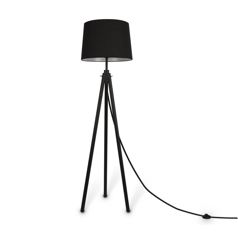 Maytoni Calvin 1L floor lamp, black E27 D 44cm