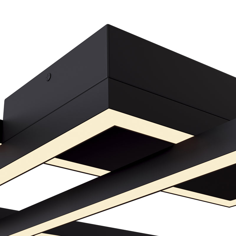 Maytoni Line 3L ceiling lamp, black LED H 8cm