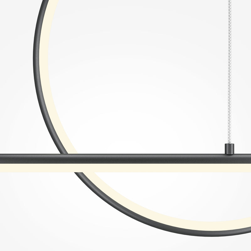 Maytoni Halo 1L linear suspension ceiling lamp, black LED H 300cm