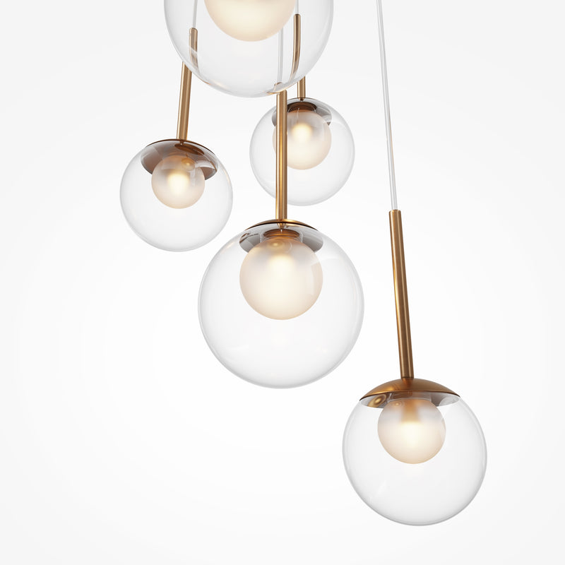 Maytoni Basic form 5L pendant lamp, gold G9 D 58cm