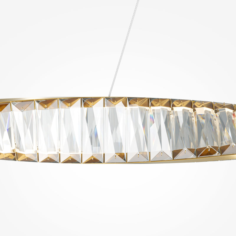 Maytoni Krone 1L linear suspension ceiling lamp, brass LED H 311.1cm