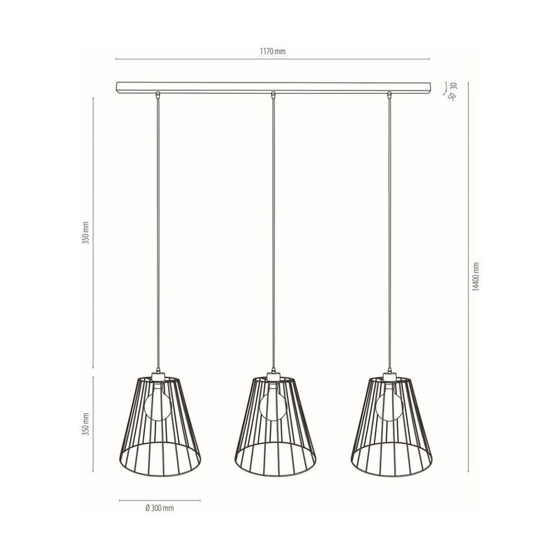 Britop Lighting Swan Lámpara de techo de suspensión lineal 3L An. 117 cm