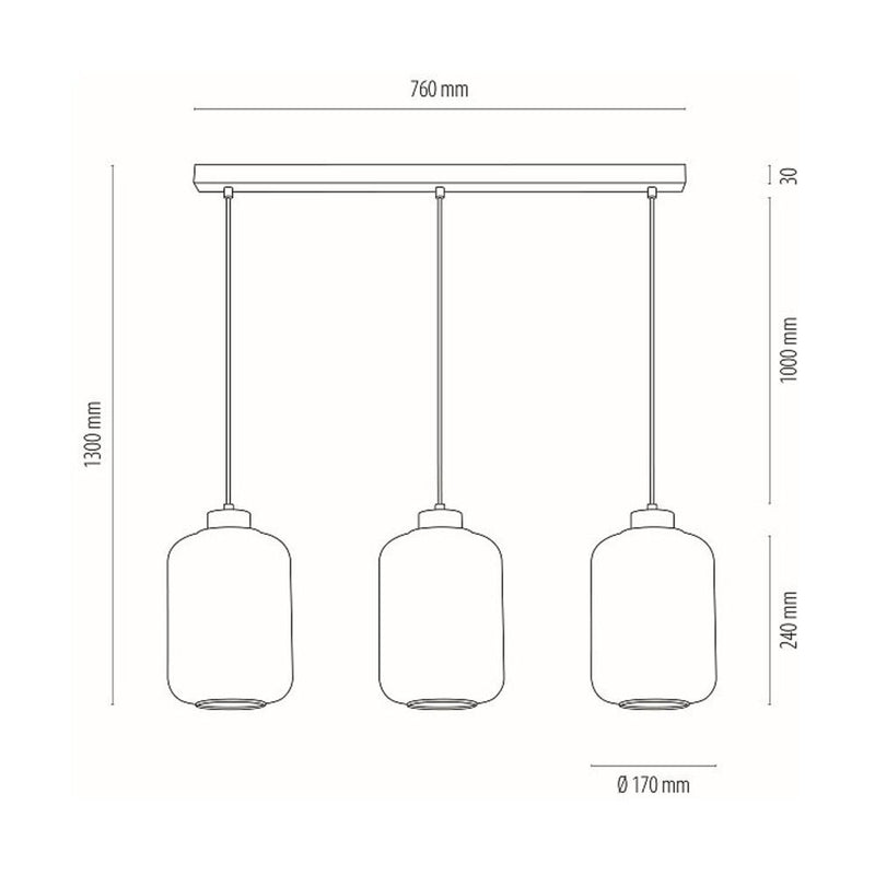 Lampadario a sospensione lineare Britop Lighting Tarro 3L E27, L 76cm