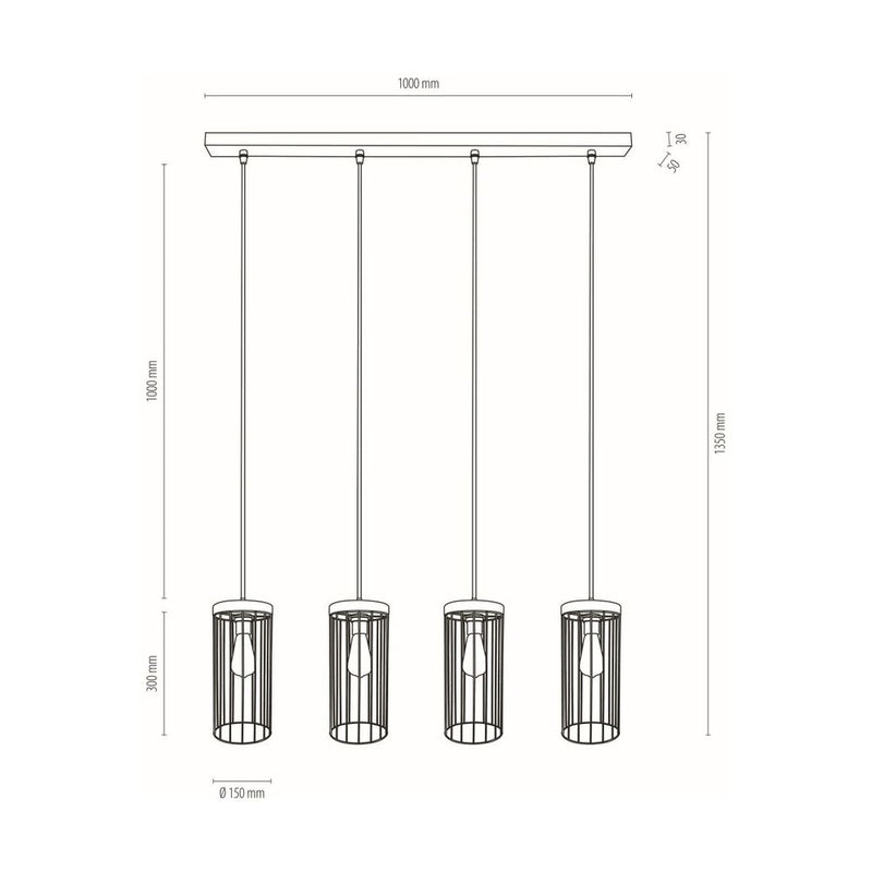 Timeo Pendant 3xE27 Max.60W Black/Oiled Oak/Black