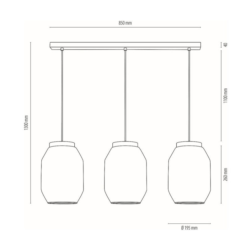 Britop Lighting Vaso Yute Lámpara de techo colgante lineal 3L, An. 85 cm