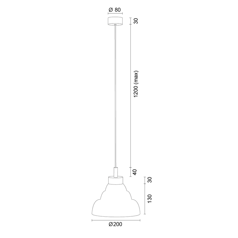 Argon Ventura 1L pendant lamp E27 H 143cm