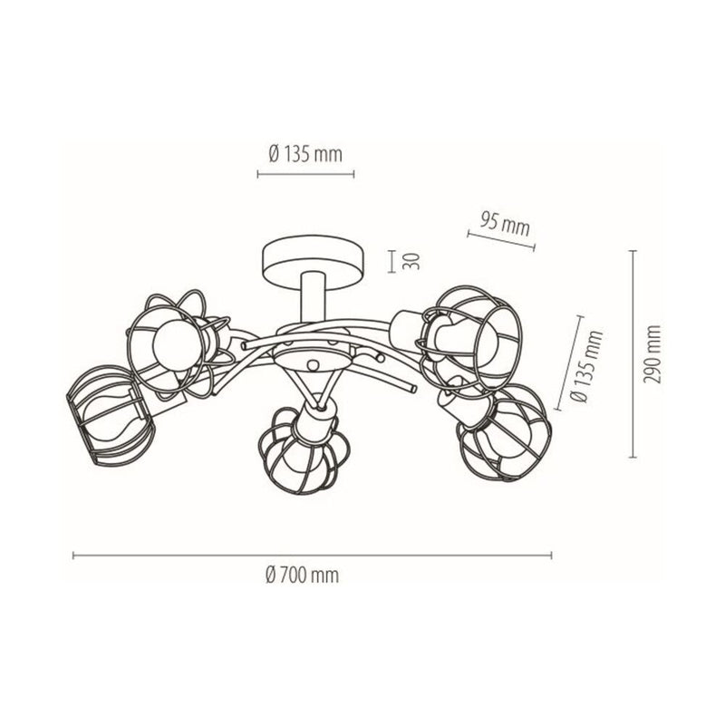 Britop Lighting Viviane 5L kattokruunu tammea E27 D 70cm