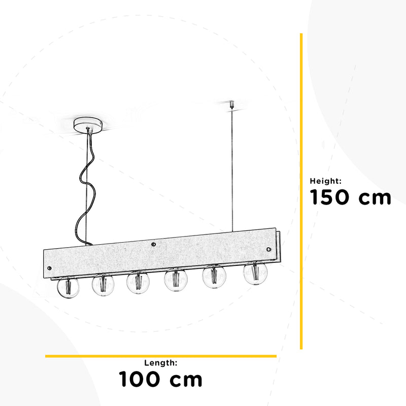 Onli Lighting Argo 6L linear suspension ceiling lamp E27 W 100cm