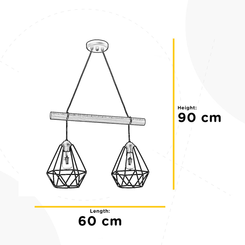 Onli Lighting Baldo 2L linear suspension ceiling lamp E27 W 60cm